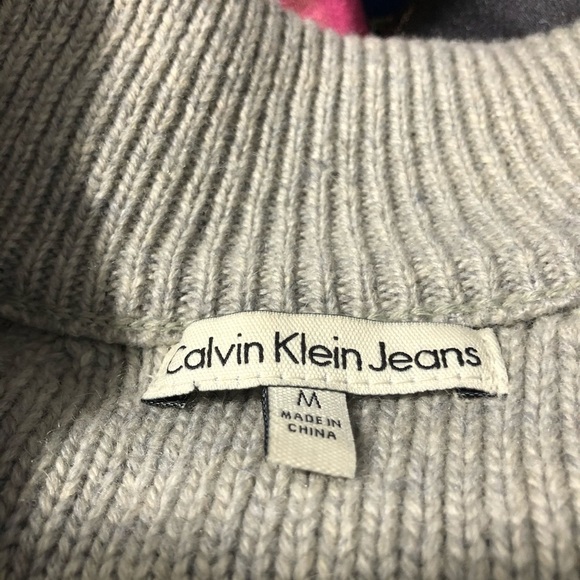 Calvin  Klein jeans sweater gray SZ M wool knit - Picture 8 of 11